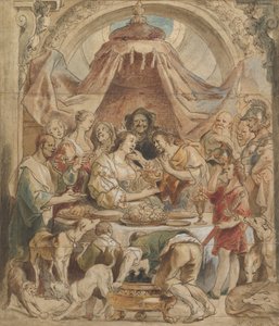 Banketten for Anthony og Cleopatra, 1600-tallet. af Jacob Jordaens