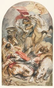 Sauls omvendelse med rytter og banner, ca. 1645-1647. af Jacob Jordaens