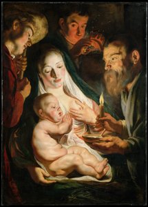 Den hellige familie med hyrder, 1616 af Jacob Jordaens