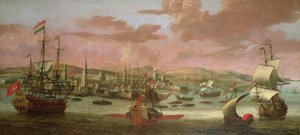 hollandske Men-o"-krig og tyrkiske galejer ud for Konstantinopel af Jacob Knyff