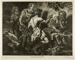 Jupiter og Merkur med Philemon og Baucis af Jacob Mannl