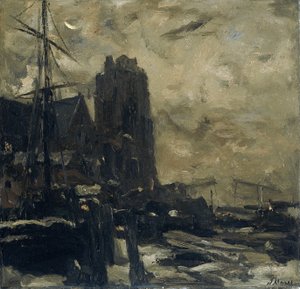 Dordrecht om natten af Jacob Maris