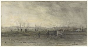 Landskab med en pløjebonde af Jacob Maris