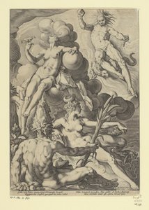 De fire elementer Mytologiske og allegoriske fremstillinger (serietitel) af Jacob Matham (attributed to)