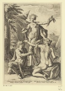 Tre skæbner Mytologiske og allegoriske fremstillinger (serietitel) af Jacob Matham (attributed to)