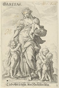 Kærlighed (velgørenhed) Velgørenhed (titel på objekt) af Jacob Matham (attributed to)