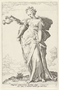 Matighed (temperance) De Deugden (serietitel) af Jacob Matham (attributed to)