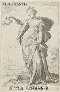 Matighed (temperance) Temperance (titel på objekt) af Jacob Matham (attributed to)