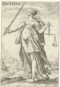 Retfærdighed (Justitia) Iustitia (titel på objekt) af Jacob Matham (attributed to)