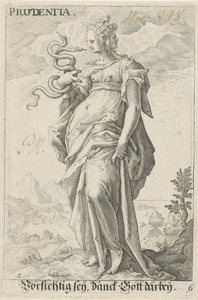 Forsigtig (Prudentia) Prudentia (titel på objekt) af Jacob Matham (attributed to)