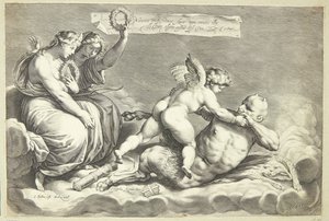 Amor besejrer Pan af Jacob Matham