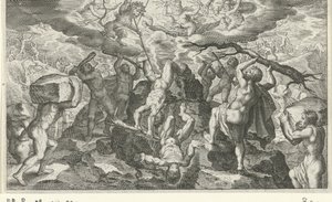 Bacchus hjælper med at besejre titanerne af Jacob Matham