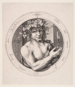 Bacchus, plade 2 fra Serie af tre guder af Jacob Matham