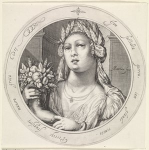 Ceres mødte overflødighedshorn Venus, Bacchus en Ceres (serietitel) af Jacob Matham