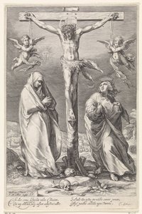 Kristus på korset, med Johannes og Maria af Jacob Matham