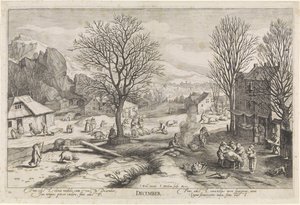 december (titel på objekt) De tolv måneder (serietitel) af Jacob Matham