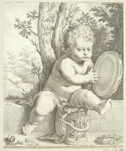 Et barn, der spiller tamburin af Jacob Matham