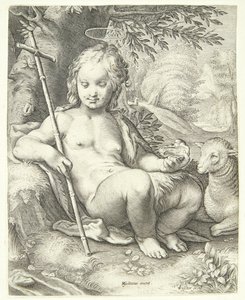 Johannes Døberen i ørkenen af Jacob Matham