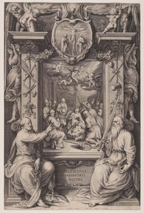 Hyrdernes tilbedelse med Sankt Peter og Sankt Paul af Jacob Matham