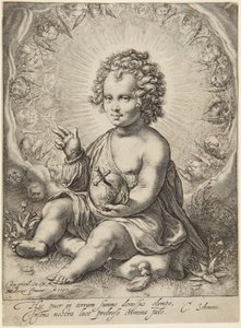 Jesusbarnet som Salvator Mundi af Jacob Matham