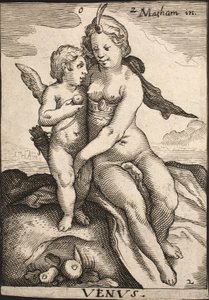 Venus og Amor af Jacob Matham