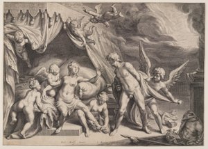 Venus og Mars opdaget af Apollo af Jacob Matham