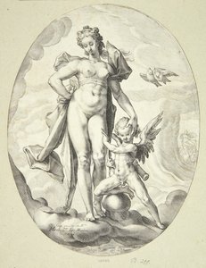 Venus og Amor af Jacob Matham