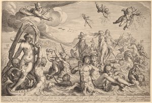 Neptuns og Thetis triumf af Jacob Matham, after Bartholomaeus Spranger