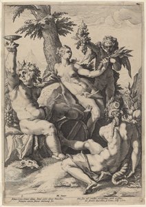 Alliance af Venus med Bacchus og Ceres af Jacob Matham, after Hendrick Goltzius