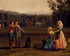 Tur til Caserta kongelige godser (olie på lærred) af Jacob Philippe Hackert