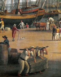 Udsigt over Messina havn, arbejdere(Maleri af Jacob Philippe Hackert