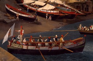 Udsigt over den lille lystbådehavn i Sorrento af Jacob Philippe Hackert