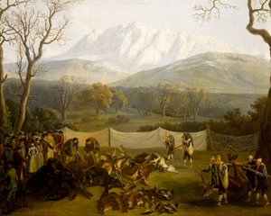 Vinter: jagt i Persano-reservatet (olie på lærred) af Jacob Philippe Hackert