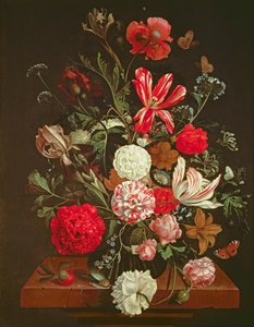 Et stilleben af blomster i en glasvase, 1600-tallet