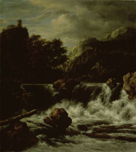 Bjerglandskab med vandfald af Jacob Salomonsz. Ruysdael