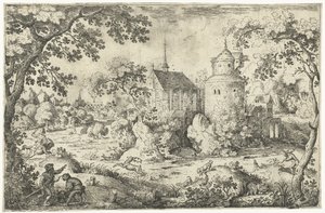 Hjortejagt ved et kapel To hjortejagtscener (serietitel)