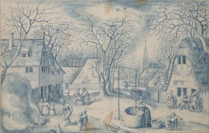 En landsby Scene: Vinter, 1500-tallet