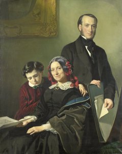 Fru A.J. Schmidt-Keiser, enke efter maleren Willem Hendrik Schmidt (1809-49), Jacob Spoels lærer, med sin bror J.N. Keizer og hendes 10-årige søn