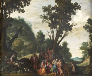 Jakobs og Esaus møde (1. Mosebog 33) af Jacob Symonsz Pynas (attributed to)