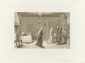 Figurer i et indre rum på et slot af Jacob Taanman