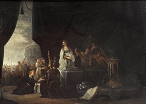 Jeftas datters offer (olie på panel) af Jacob Willemsz de (c.1630 after 1675) Wet