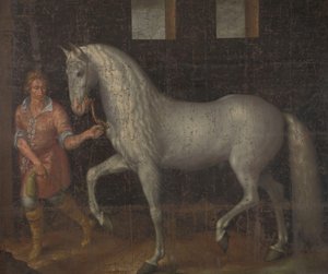 Spansk krigshest En spansk krigshest fanget af Lodewijk Gunther van Nassau fra ærkehertug Albert af Østrig i slaget ved Nieuwpoort og præsenteret for prins Maurits af Jacob de Gheyn (II)