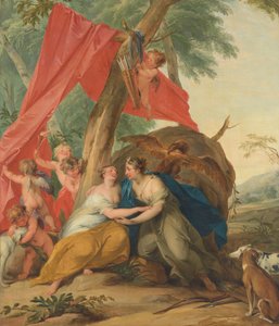 Jupiter, forklædt som Diana, forfører nymfen Callisto af Jacob de Wit (signed by artist)