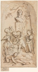 Buste af Diana med Putti og Jagtegenskaber, første halvdel af 1700-tallet. af Jacob de Wit