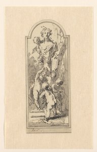 Putti med buste af kvinde mellem træer af Jacob de Wit