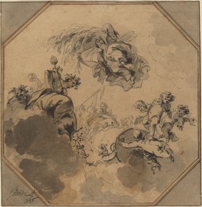 Study for a Ceiling: Allegory of the Harvest med Dionysus og Ceres af Jacob de Wit