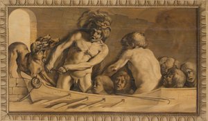 Hercules får Cerberus fra underverdenen (Charon, færgemanden fra Styx)