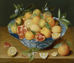 Stilleben med citroner, appelsiner og et granatæble, ca. 1620-1630