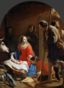 Hyrdernes tilbedelse med den hellige Frans af Assisi - Jacob (Jacques) van Oost, den ældre (1601-1671). Olie på lærred, ca. 1645. Mål : 258x189 cm. Kunsthistorisk Museum, Vienne