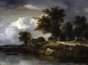 En skovklædt flodbred af Jacob van Ruisdael